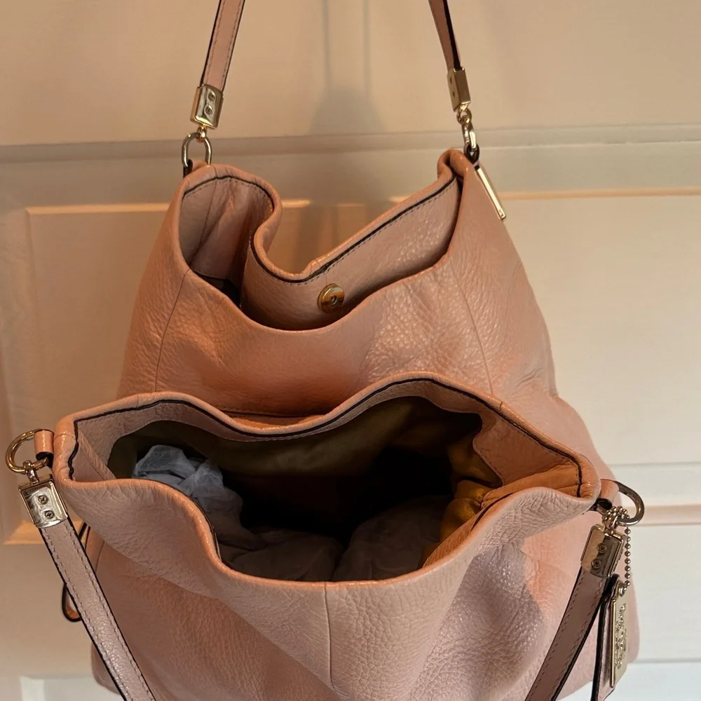 Coach Blush Leather Shoulder Hobo with Gold Hardware